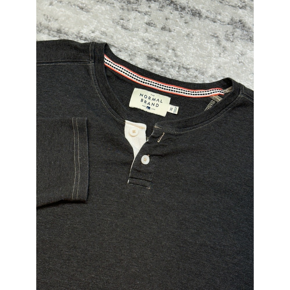 The Normal Brand Henley Mens XL Charcoal Gray Long Sleeve Cotton Blend Shirt